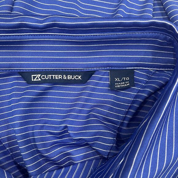 Cutter & Buck Forge Pencil Striped Blue Stretch Polo Shirt Performance XL - Picture 5 of 5